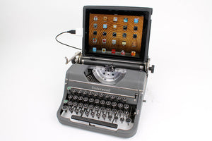 Typewriter Computer Keyboard / iPad Stand (Model D - Grey)